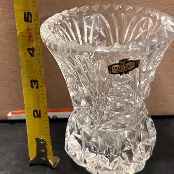 Zajecar Hand Cut Lead 3.75" 24% Lead Crystal Bud Vase Made In Yugoslavia VGC *XY - Picture 4 of 4